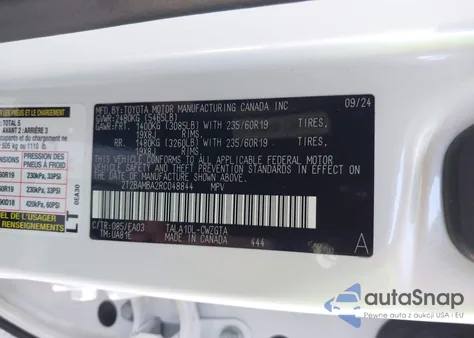 2024 Lexus Rx 350 из США, поврежденный, VIN 2T2BAMBA2RC048844